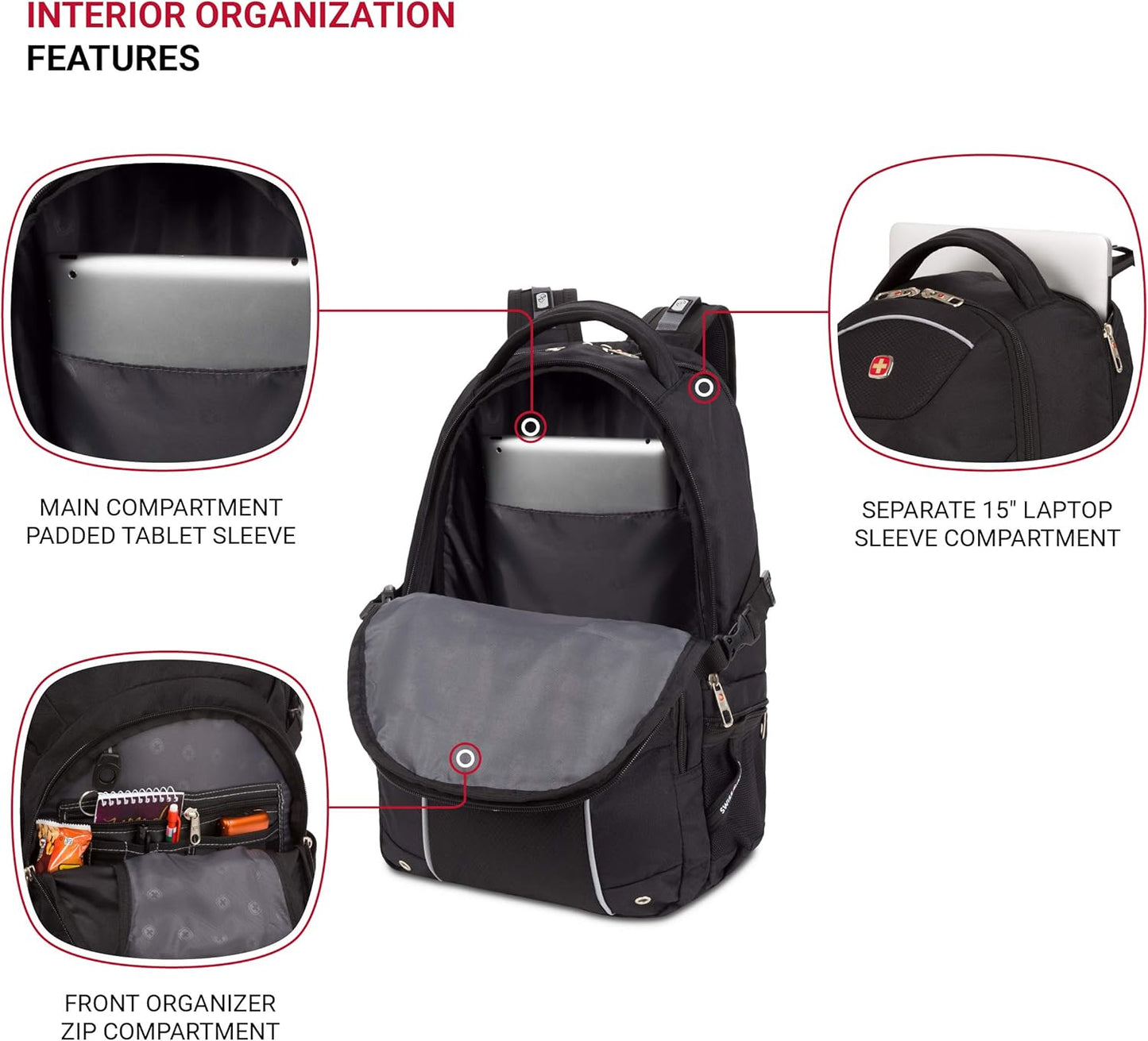 SwissGear 3258 Laptop Backpack, Black, 18.5-Inch