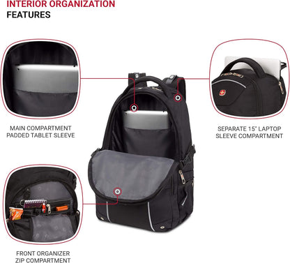 SwissGear 3258 Laptop Backpack, Black, 18.5-Inch