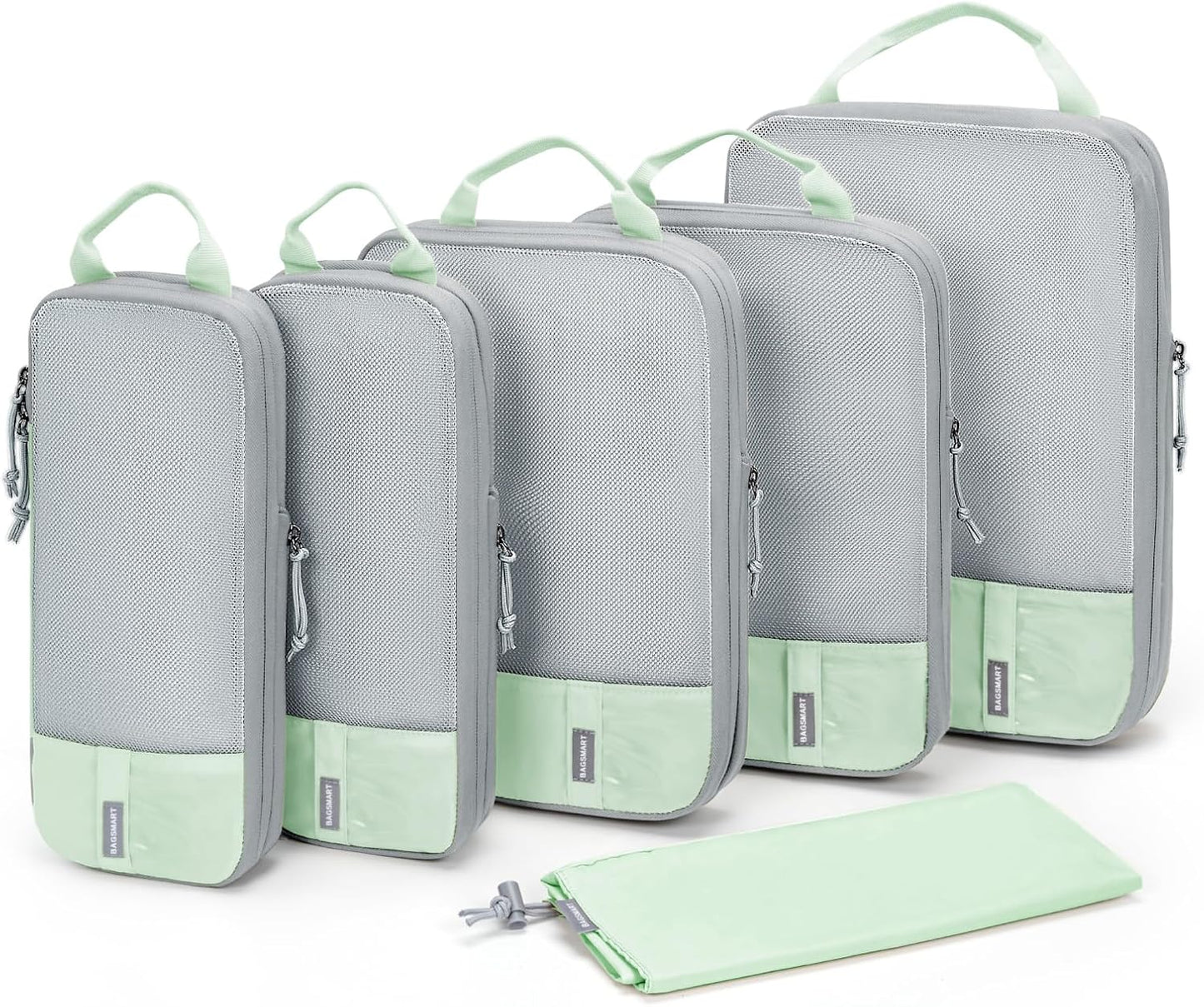 BAGSMART 6 Set Compression Packing Cubes - Lightweight Travel Essentials, Durable Luggage Organizer