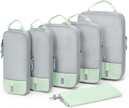 BAGSMART 6 Set Compression Packing Cubes - Lightweight Travel Essentials, Durable Luggage Organizer