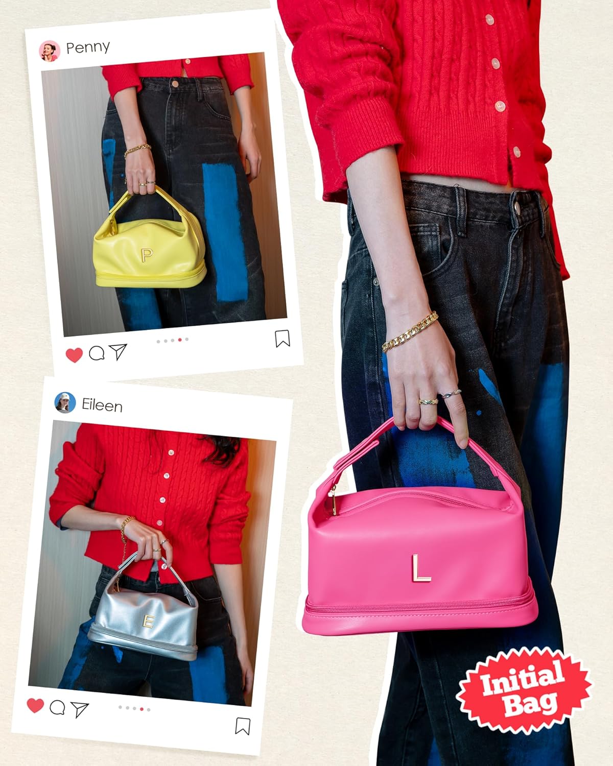 Gifts for College Girls, Personalized Makeup Bag with Handle, Initial Double Layer Cosmetic Bag with Makeup Brush Organizer, Cute Cosmetic Pouch for Women, Gifts for Friends Mom