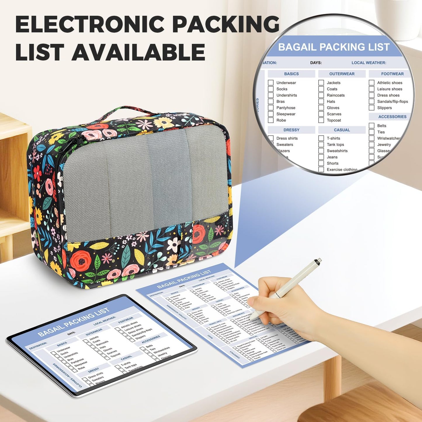 BAGAIL 9 Set Packing Cubes Luggage Packing Organizers for Travel Accessories