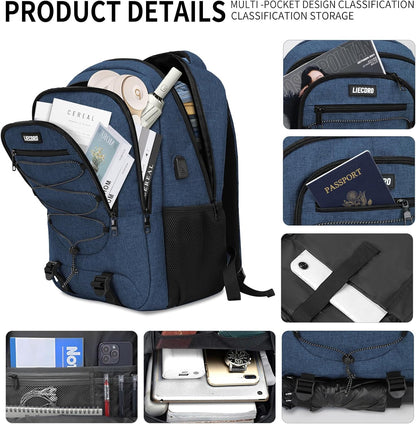 Blue Backpack for Men Women, Backpack for School, School Backpacks for Boys Girls Teens, 15.6 inch Laptop Back Pack with USB Charging Port, Large College Book Bag, Business Work Travel Bookbag