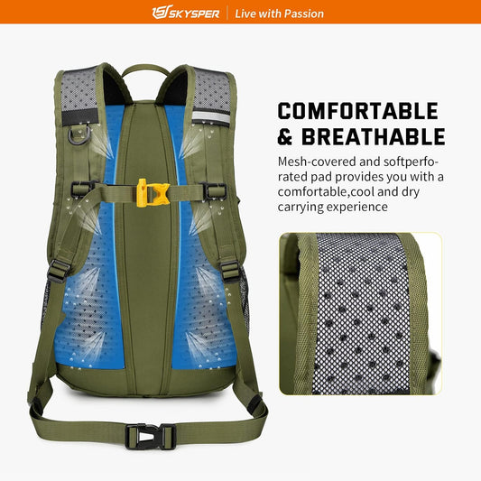 SKYSPER Small Hiking Daypack, 20L Lightweight Travel Backpacks Day Hike Pack with Waist Strap for Women Men