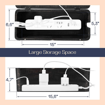 Large Cable Management Box - Cable Organizer Box and Power Strip Box for Electrical Cord Management - Hide Desk Cord and Floor Cables - Wire Storage and Organization for Cords