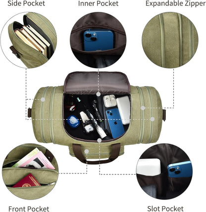 Dimayar Duffle Bag for Men, Expandable to 50L Large-Capacity Weekender, Water-Resistant Mens Duffle Bags for Traveling, Durable Overnight Carry-On, Versatile for Gym and Travel