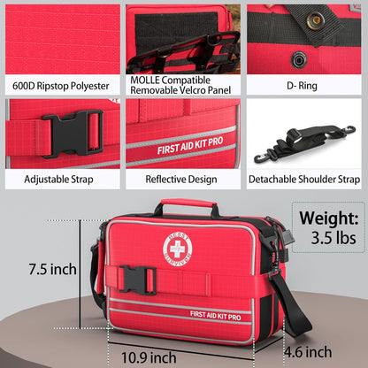 Comprehensive First Aid Kit for Home, Premium Emergency Trauma Kits with Shoulder Strap for Car Camping Gear, Waterproof Survival Kit, Home Essentials, Outdoor Emergency Medical Supplies -324 Piece