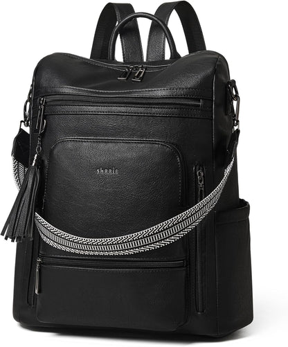 Shrrie Vegan Leather Laptop Backpack for Women 15.6 inch Work Backpack Fashion Travel Backpack Purse for Travel College Work