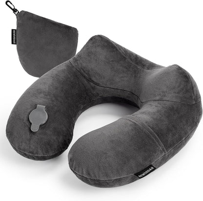 Rewondah Inflatable Travel Pillow for Sleeping Airplane - Inflatable Neck Pillow for Traveling on Plane with Washable Cover, Blow up Neck Travel Pillow for Airplanes, Cars - Portable and Comfortable