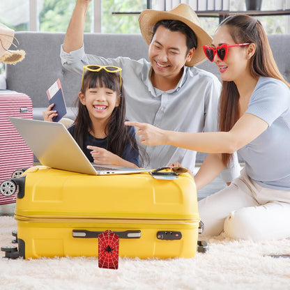 2 Pack Luggage Tags with Spider On Spider Web for Suitcases, Spider Web PU Leather Luggage Tag Accessories Privacy Cover ID Label with Stainless Steel Loop for Travel Bag for Women Girls Teens