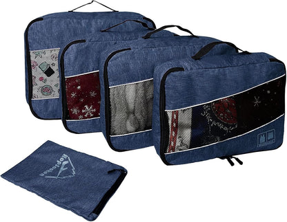 5 Set Packing Cubes for Travel Large Suitcase Luggage Organizer Bags Travel Accessories Vacation 4 Cubes 1 Laundry Pouch Bag