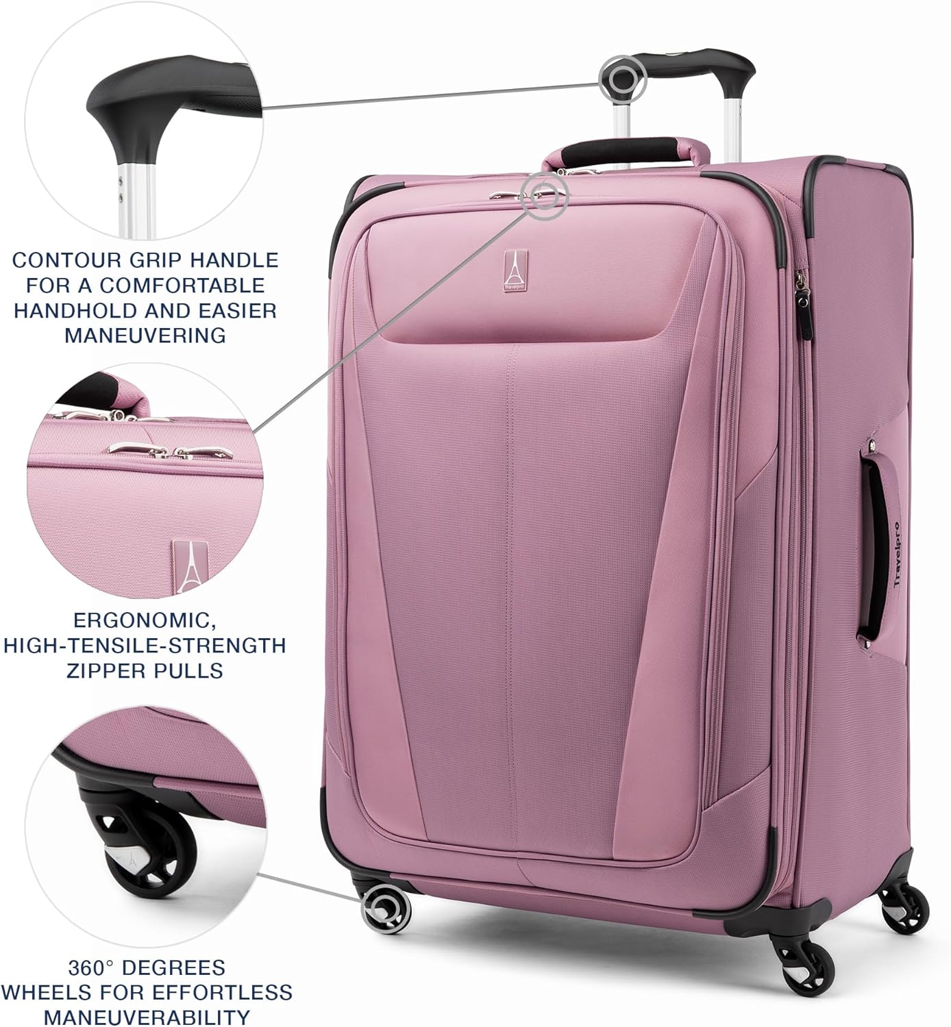 Travelpro Maxlite 5 Softside Expandable Checked Luggage with 4 Spinner Wheels, Lightweight Suitcase, Men and Women, Orchid Pink Purple, Checked Large 29-Inch
