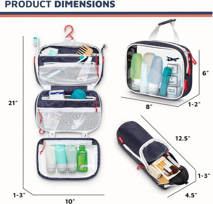 Toiletry Bag Kit Set: Hanging Travel Toiletry Bag + 311 TSA Cosmetic Liquid Bag + Ultralight Accessory Organizer Pouch