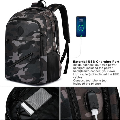 Backpack for Boys Men, School Backpack for Teens Girls, Lightweight Casual High School Bookbag, Daily-use Travel Laptop Backpack with USB Charging Port Fits 15.6 Inch Notebook