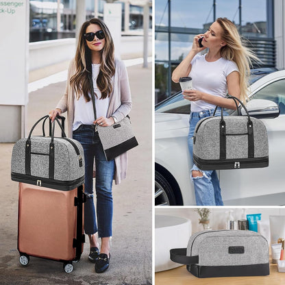 Weekender Bag for Women Canvas Overnight Bag Large Travel Tote Bag Carry on Shoulder Duffle Bag With Shoe Compartment,Perfect for Travel/Daily Use/Birthday Gift …