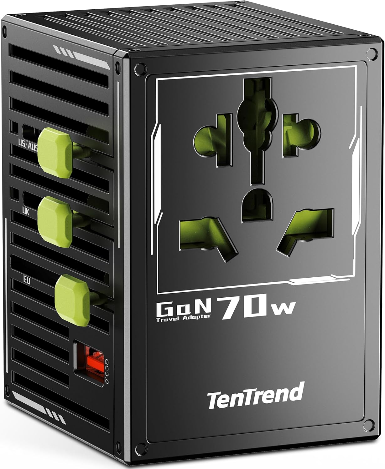 70W Universal Travel Adapter with 4 USB-C & 1 USB-A Ports, International Power Adapter, European Travel Plug Adapter, Worldwide Travel Essentials for EU UK AUS USA