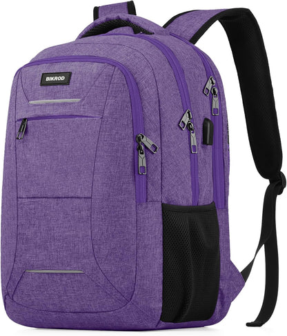 Backpack for Men Women, School Backpacks for Teen Boys, Business Anti Theft Sturdy Travel Laptop Backpack with USB Charging Port, Water Resistant 15.6 Inch Computer Bag Gift, Purple