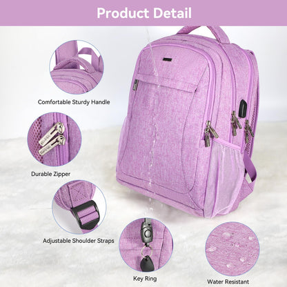 Voova Travel Laptop Backpack, Business Work Laptop Backpack for Women & Men with USB Charging Port, Waterproof Slim Durable College Computer Bag Fits 15.6 Inch Laptops and Notebook, Purple