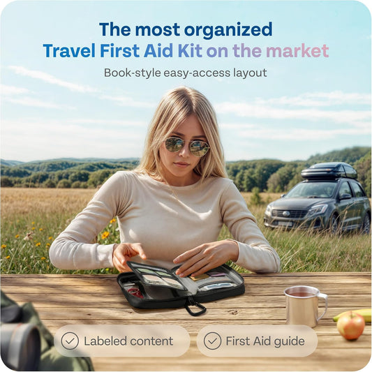 KeepGoing Travel First Aid Kit for Car, Home, Hiking, Camping and Outdoor Emergencies - First Aid Kit Travel Size TSA-Approved