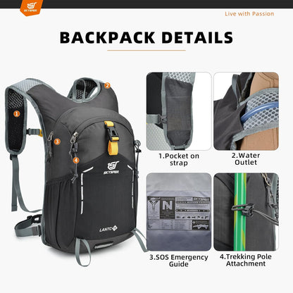 SKYSPER Small Hiking Backpack - 15L Travel Daypack Lightweight Bag Water Resistant Hiking Backpacks for Women Men