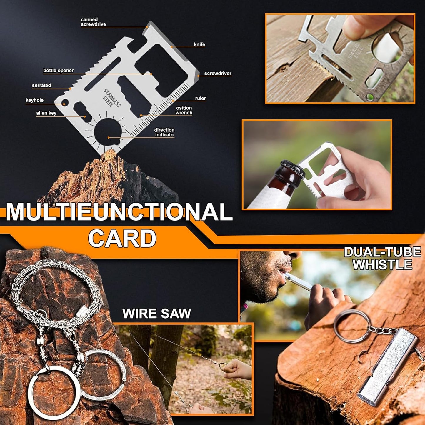 Gifts for Men Dad Him Birthday Christmas Fathers Day, Cool Gadget/Survival Gear and Equipment, Unique Camping Hunting Hiking Outdoor Gear, Gift Idea for Valentines Day Boyfriend Boys Stocking Stuffer