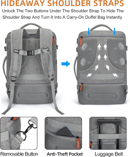 Travel Laptop Backpack,42L Carry on Luggage, Flight Approved Expandable Backpack,Business Anti Theft Weekender Bags for Women Men, Water Resistant Expandable Backpacks With 4 Packing Cubes