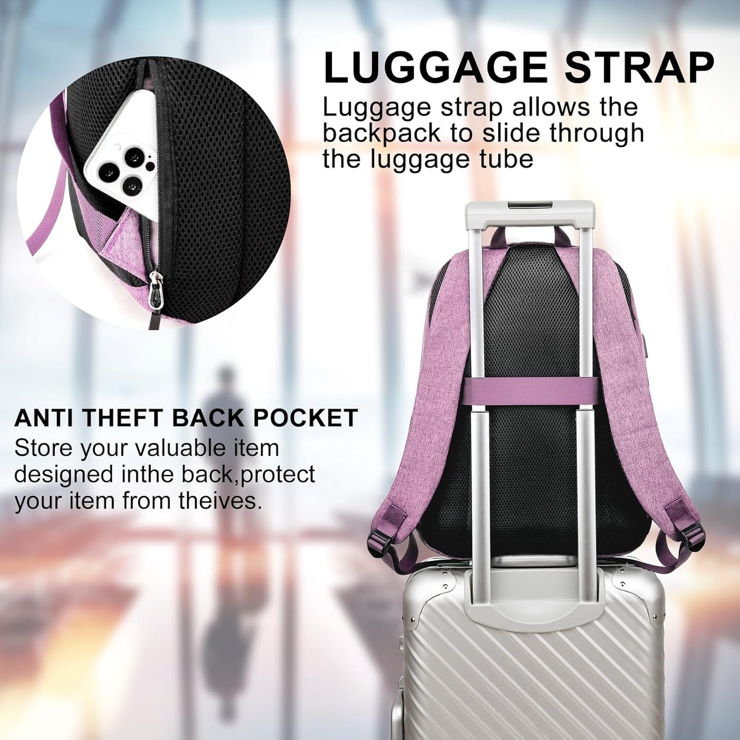 School Backpack for Teen Girls, Cute College Backpacks for Women Students Aesthetic Bookbag Large 15.6 Inch Laptop Bag Middle School Back Pack, Pink