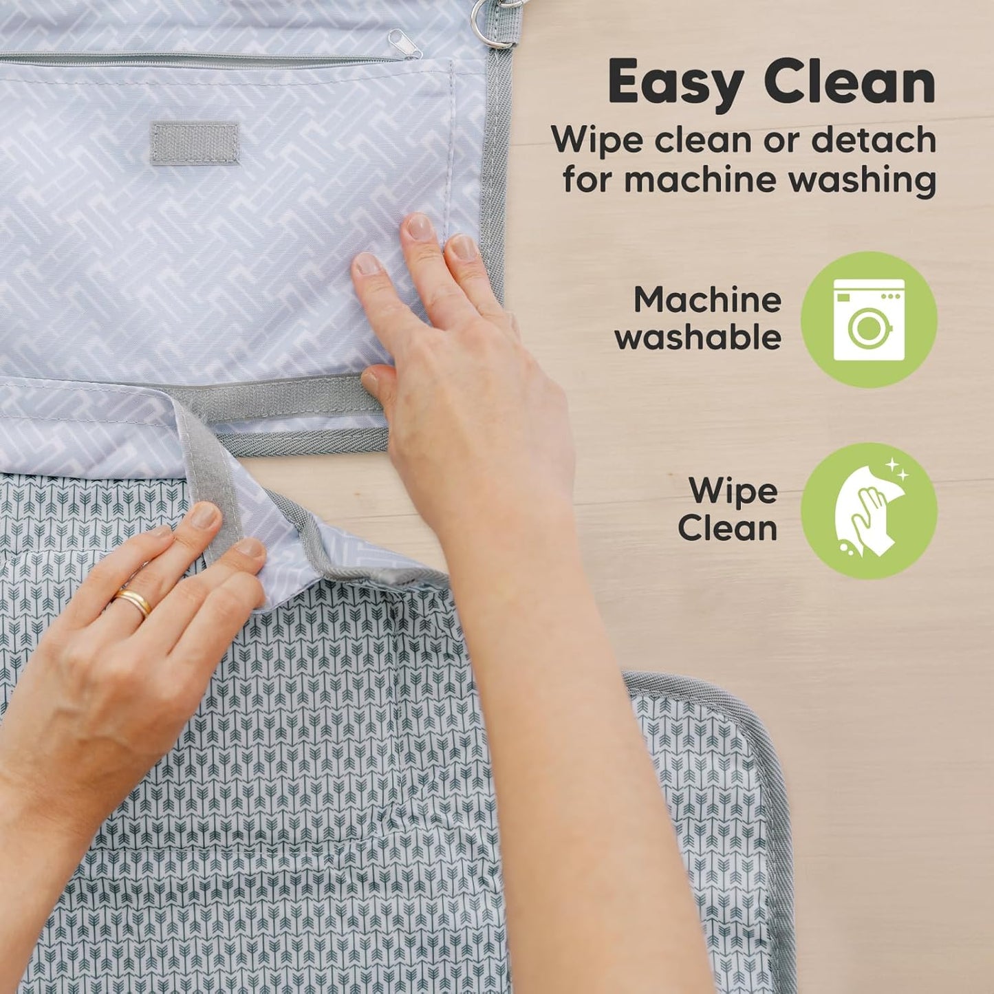 KeaBabies Portable Diaper Changing Pad - Large Waterproof Baby Changing Mat, Compact Travel Diaper Clutch, Functional Pockets Fit Newborn Essentials, Wipeable & Padded Baby Changer (Gray Mod)