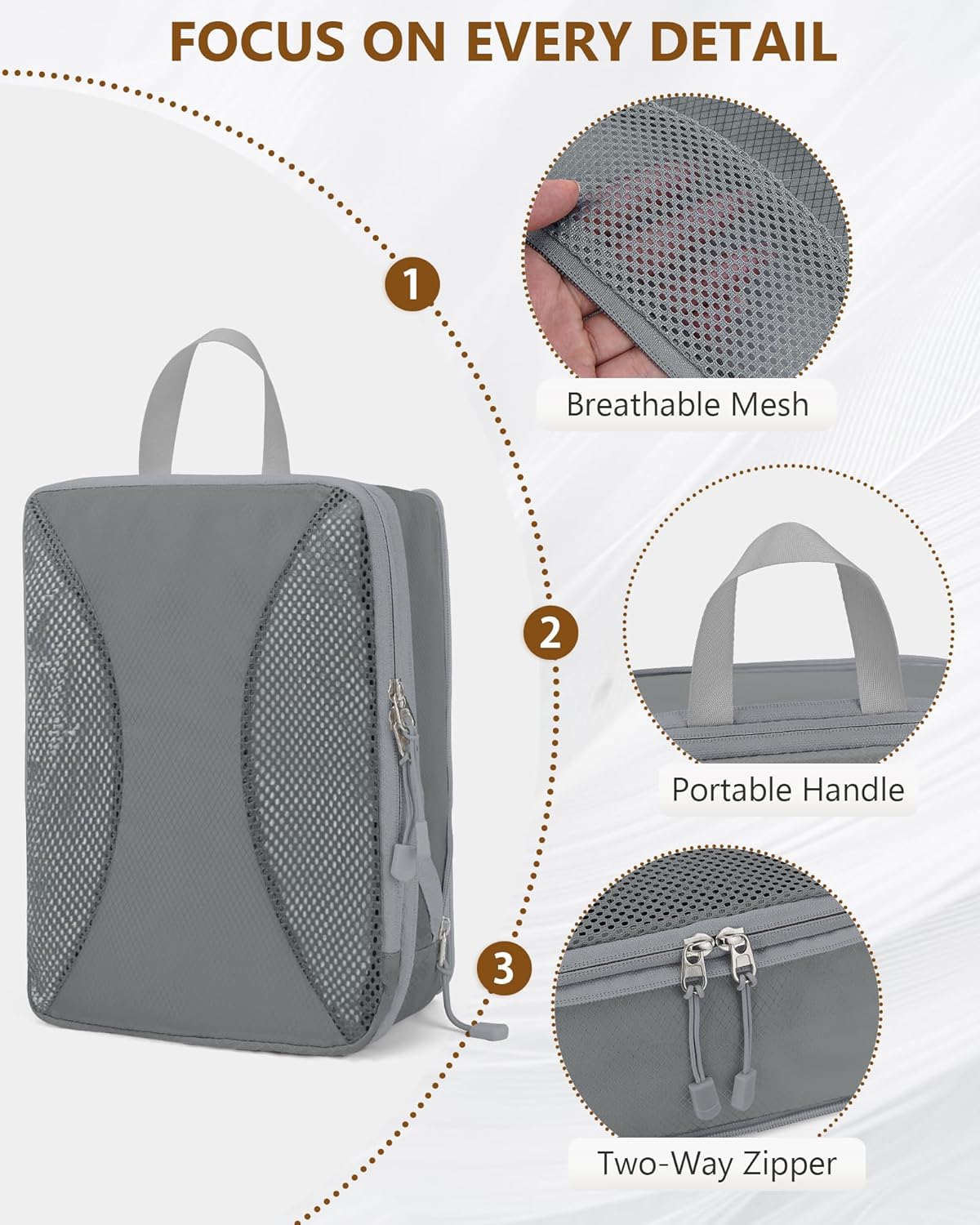 Compression Packing Cubes 12 Set, Suitcase Organizers, Extendable Packing Cubes, Gray