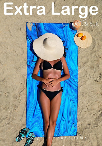 Microfiber Lightweight Beach Towel Sand Free Quick Dry Absorbent Thin Compact Towels for Swimming Pool Camping Beach Accessories Large Easy Pack Travel Things for Vacation Essentials Gift Adult