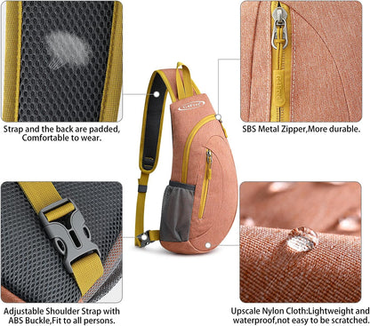 G4Free Sling Bag for Men Women, Small Crossbody Backpack Lightweight Chest Shoulder Bags for Travel, Outdoor and Sports (Light orange)