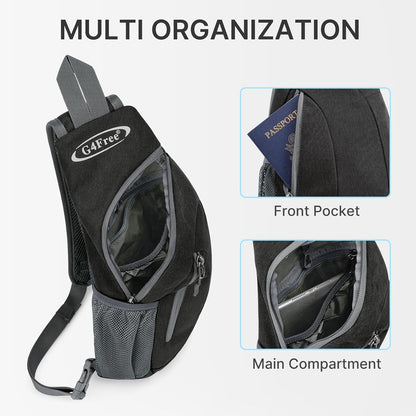 G4Free Sling Bag for Men Women, Small Crossbody Backpack Lightweight Chest Shoulder Bags for Travel, Outdoor and Sports (Dark Grey)