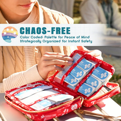 EVERLIT Care Rescue Pack | Family-Friendly First Aid Kit for Kids with 200 Pcs Medical Supplies | Travel-Friendly Compact Storage Bag for Home, Car, Travel, Camping, Adventure (Splatter)