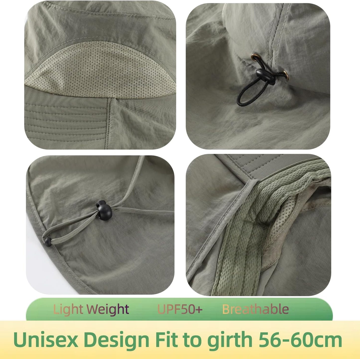 Home Prefer Outdoor UPF50+ Sun Hat Wide Brim Mesh Fishing Hat with Neck Flap