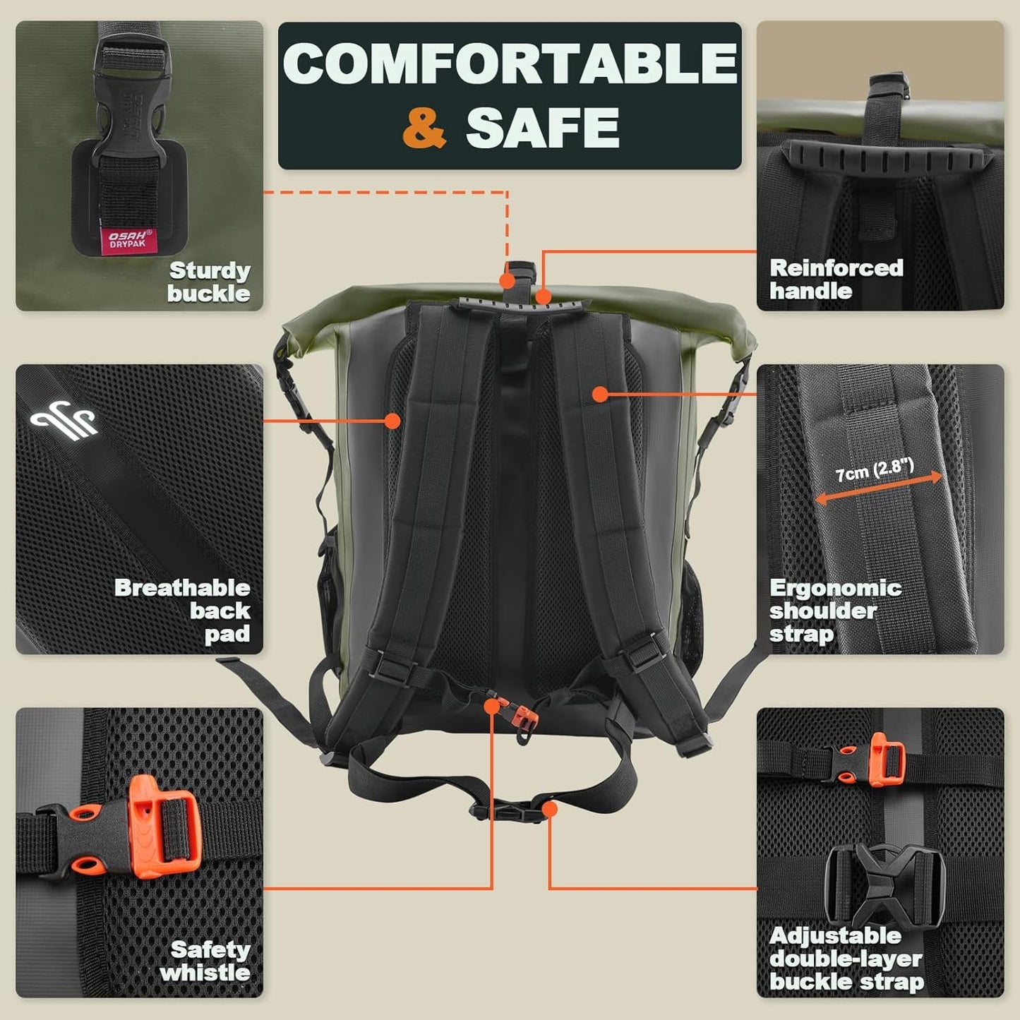 Waterproof Backpack Dry Bag 35L/55L/85L – Heavy Duty Roll-Top Hiking Backpack Sack Keeps Gear Dry for Travel, Kayaking, Boating, Camping, Rafting and Fishing