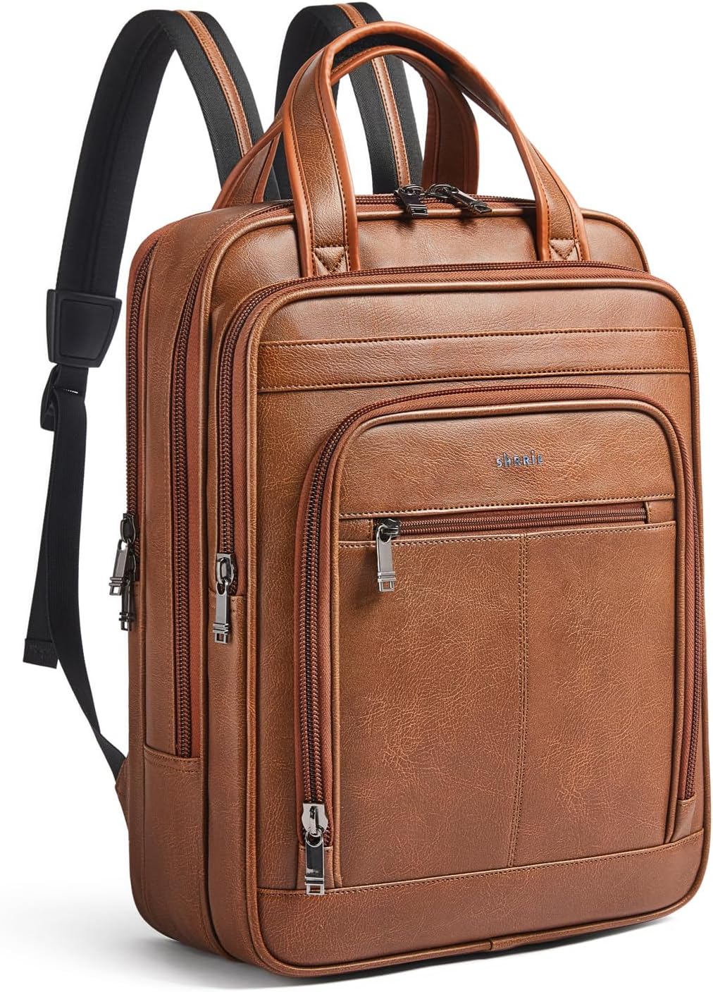 Shrrie 15.6" Laptop Backpack,Business Work Backpack Briefcase,Durable Computer Backpack for Office,Travel,College,Two-toned Brown