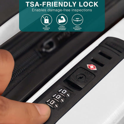 24 Inch Luggage with Spinner Wheels, Hard Shell Suitcase with TSA Locks for Luggage, Travel Large Suitcase, Expandable Hard Shell Suitcases, White