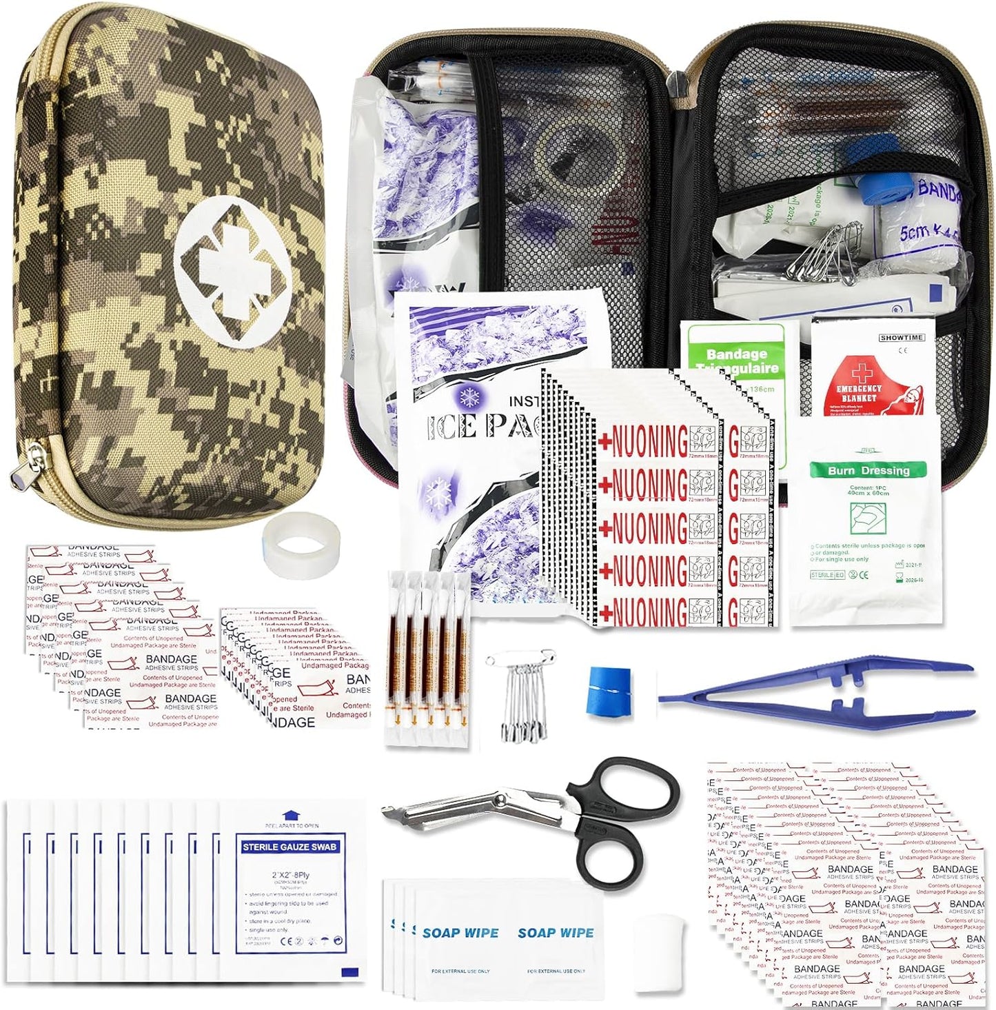 276Pcs Business First Aid Emergency Industrial First Aid Kits Basic Refill Supplies for Workplace Business Camouflage