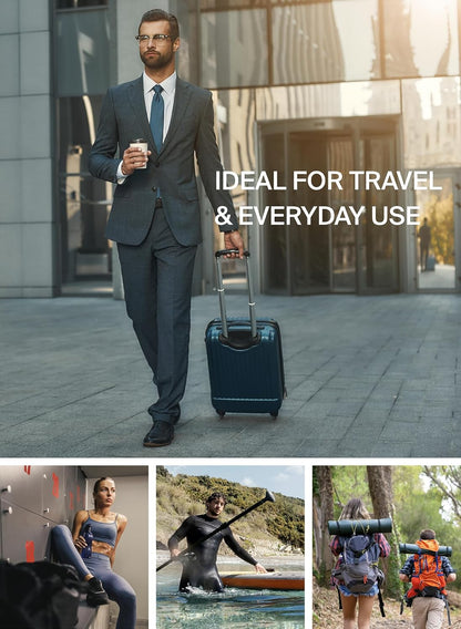 Black Voyage Reusable Vacuum Compression Travel Bag for Carry-On Suitcase and Backpack, Recycled IP67 Waterproof Space Saver Vacpack (2-Pack, 18L - No Pump)