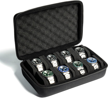 8 slots Watch Case, hard watch storage case, hard watch box, padded case for watch display and organization