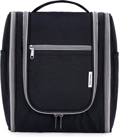 Narwey Small Hanging Travel Toiletry Bag Cosmetic Make Up Organizer for Women and Men (Medium, Black)