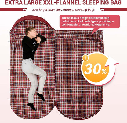 KingCamp Sleeping Bag for Adults, Cold Weather & Warm Extra Wide Big & Tall XL Portable Waterproof Flannel Sleeping Bags, Essentials Gear Accessories for Camping Backpacking Hiking Indoor & Outdoor