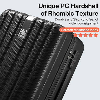 Hanke 20 Inch Carry On Luggage 22x14x9 Airline Approved Lightweight PC Hard Shell Suitcases with Wheels Travel Luggage Rolling Suitcase Travel Luggage Bag for Weekender(Jet Black)