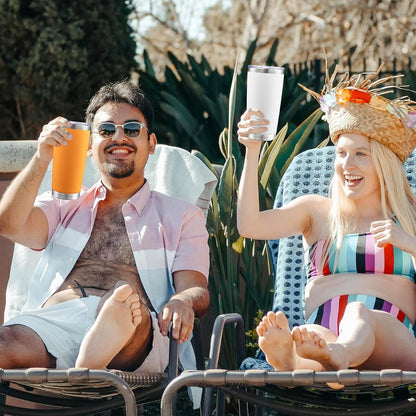 20oz Tumbler Bulk Stainless Steel Tumblers with Lid Vacuum Insulated Double Wall Travel Coffee Mug Powder Coated Tumbler Cup for Hot and Cold Drinks(White, 1 pack)