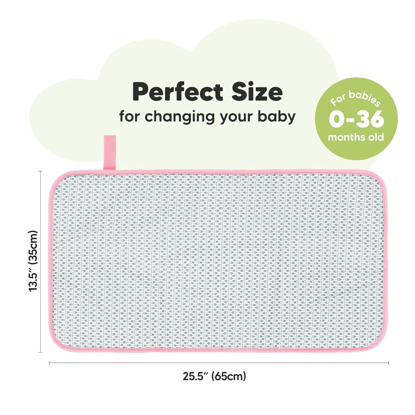 KeaBabies Portable Diaper Changing Pad, Easy Wipe Clean - Foldable Waterproof Baby Changing Mat for Diaper Bag, Compact, Lightweight, 25x13 Baby Changer Travel Essential, Machine Washable (Sweet Pink)