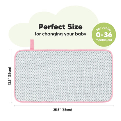 KeaBabies Portable Diaper Changing Pad, Easy Wipe Clean - Foldable Waterproof Baby Changing Mat for Diaper Bag, Compact, Lightweight, 25x13 Baby Changer Travel Essential, Machine Washable (Sweet Pink)