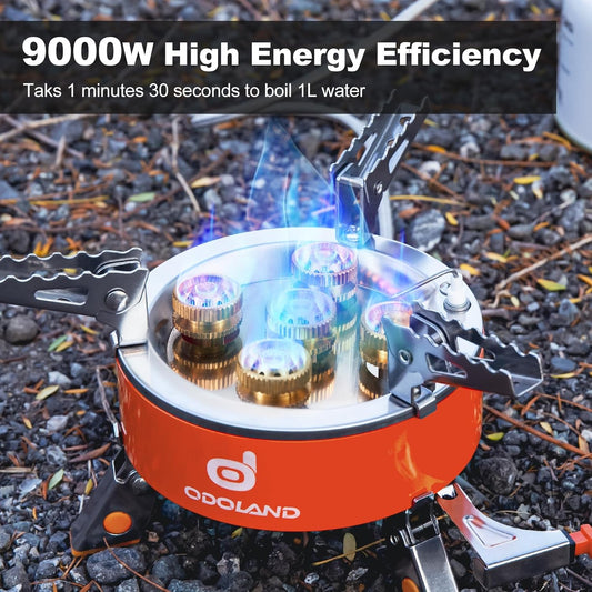 Odoland 9000W Portable Camping Stove Lightweight Camp Stove Collapsible Backpacking Stove with EVA Box for Outdoor Camping Cooking Hiking and Picnic