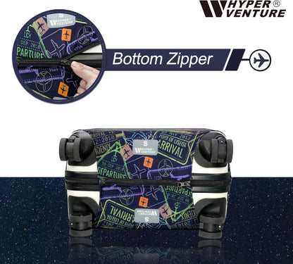 HYPER VENTURE Washable Luggage Cover - Fashion Suitcase Protector Fits 18-22 Inch Luggage (Urban Passport, S)