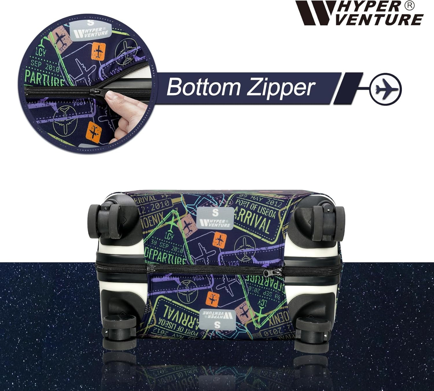 HYPER VENTURE Washable Luggage Cover - Fashion Suitcase Protector Fits 31-32 Inch Luggage (Urban Passport, XL)