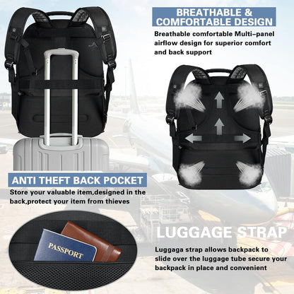 18.4 Laptop Backpack for Men, 60L Extra Large Gaming Laptops Backpack with USB Charger Port,TSA Friendly Flight Approved RFID Anti-Theft Pocket Heavy Duty Computer Bag Backbag,21.2*15.5*11.5 inch Grey